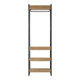 Oikiture Clothes Rack Open Wardrobe 4 shelves Hanging Rail Metal - Side View