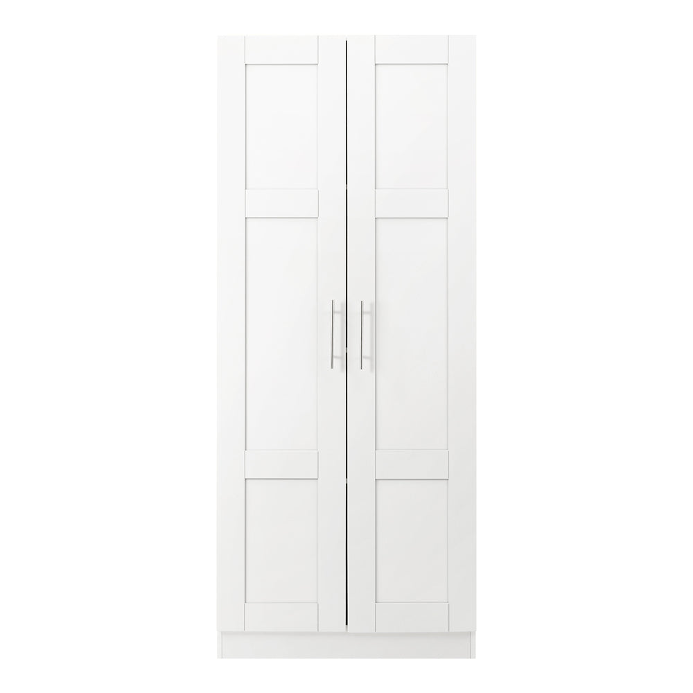 Oikiture Wardrobe Large 2 Doors 4 Shelves White