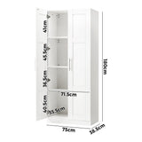 Oikiture Wardrobe Large 2 Doors 4 Shelves White - Close-Up Angle