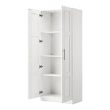 Oikiture Wardrobe Large 2 Doors 4 Shelves White - Front View