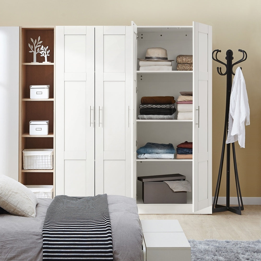 Oikiture Wardrobe Large 2 Doors 4 Shelves White