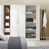 Oikiture Wardrobe Large 2 Doors 4 Shelves White