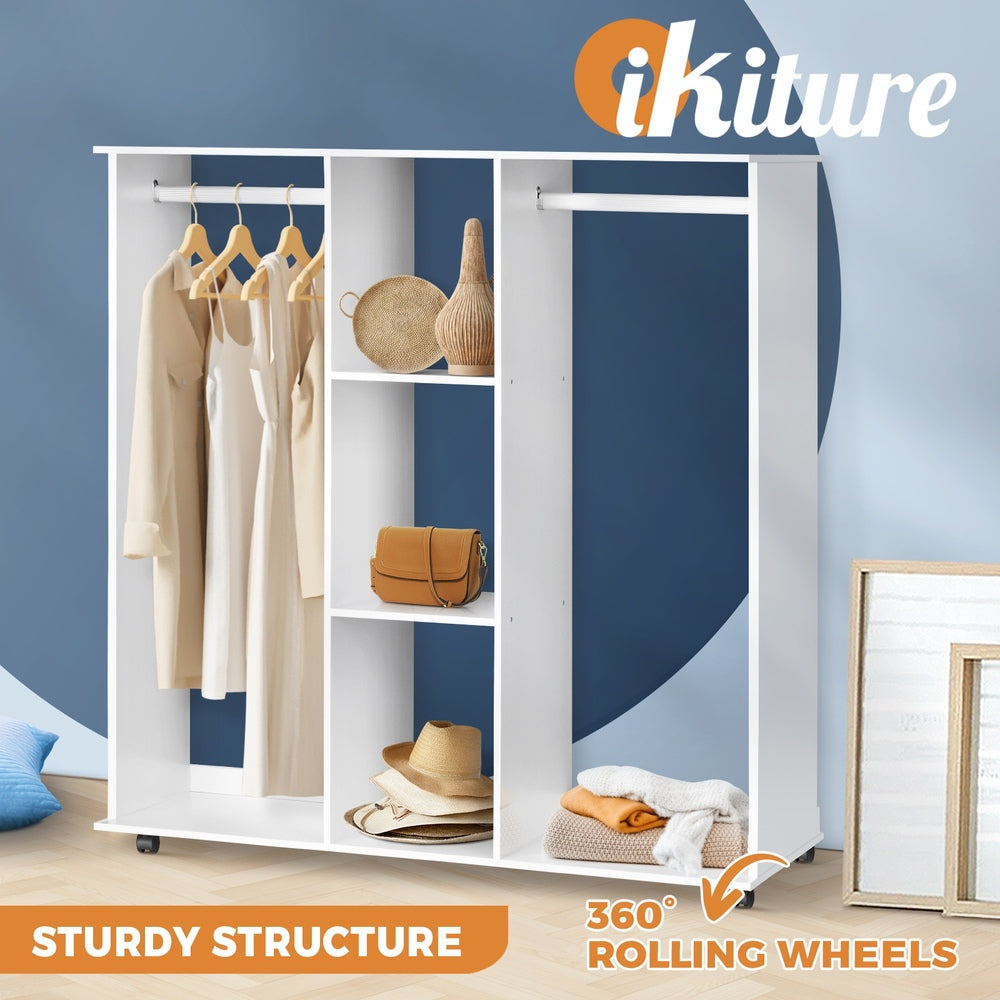 Oikiture Portable Double Wardrobe Open Clothes Rack