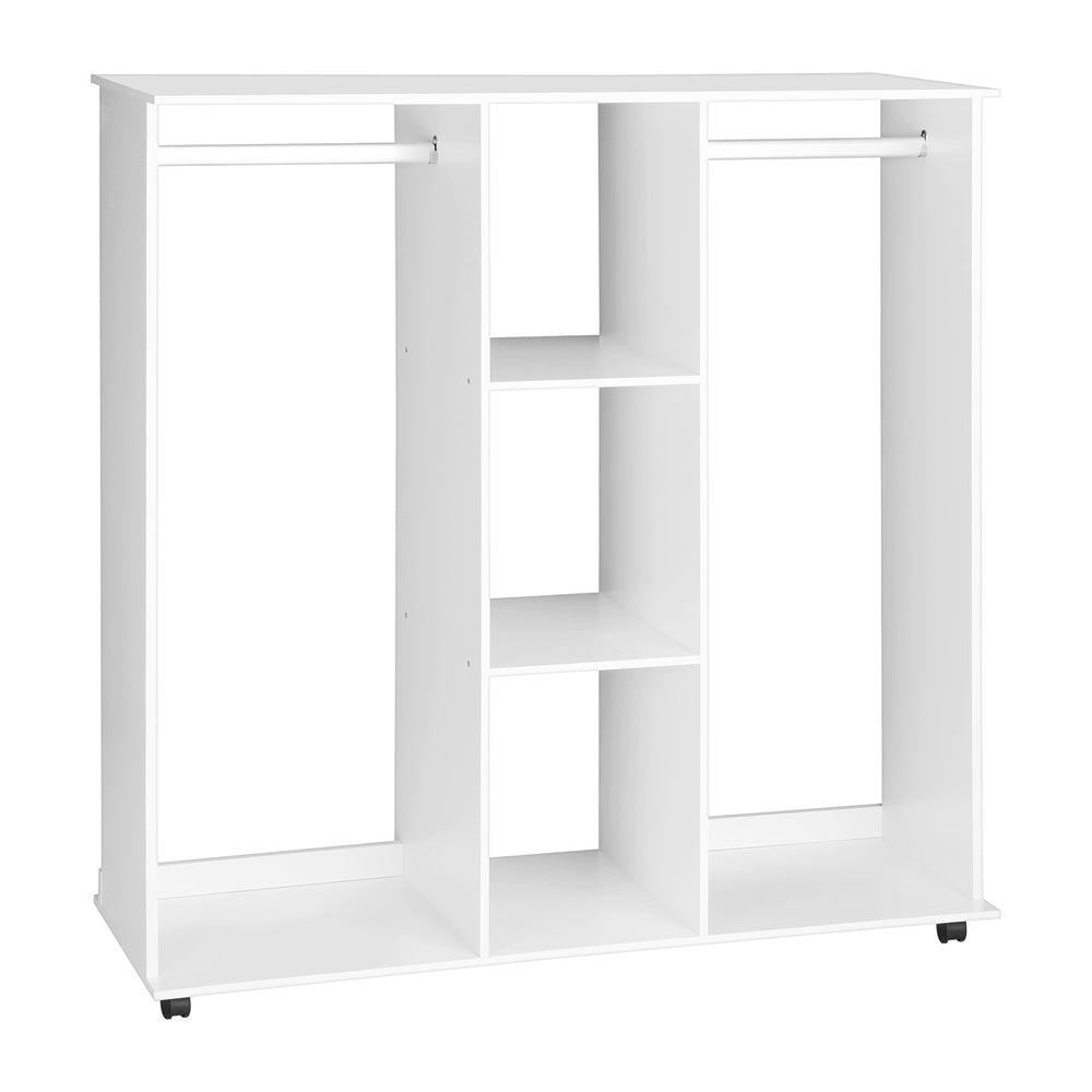 Oikiture Portable Double Wardrobe Open Clothes Rack