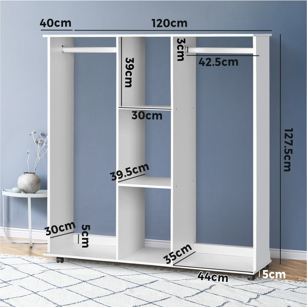 Oikiture Portable Double Wardrobe Open Clothes Rack