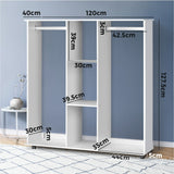 Oikiture Portable Double Wardrobe Open Clothes Rack - Front View