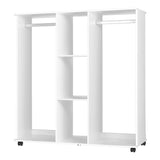 Oikiture Portable Double Wardrobe Open Clothes Rack - Close-Up Angle