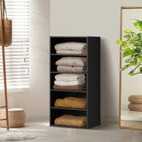 Oikiture Wardrobe Shelf Unit 5 Shelves Black