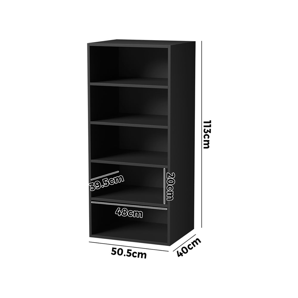 Oikiture Wardrobe Shelf Unit 5 Shelves Black