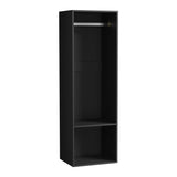 Oikiture Open Wardrobe Shelf Unit 2 Shelves Hanging Rail Black