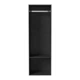 Oikiture Open Wardrobe Shelf Unit 2 Shelves Hanging Rail Black