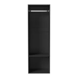 Oikiture Open Wardrobe Shelf Unit 2 Shelves Hanging Rail Black - Extra Image