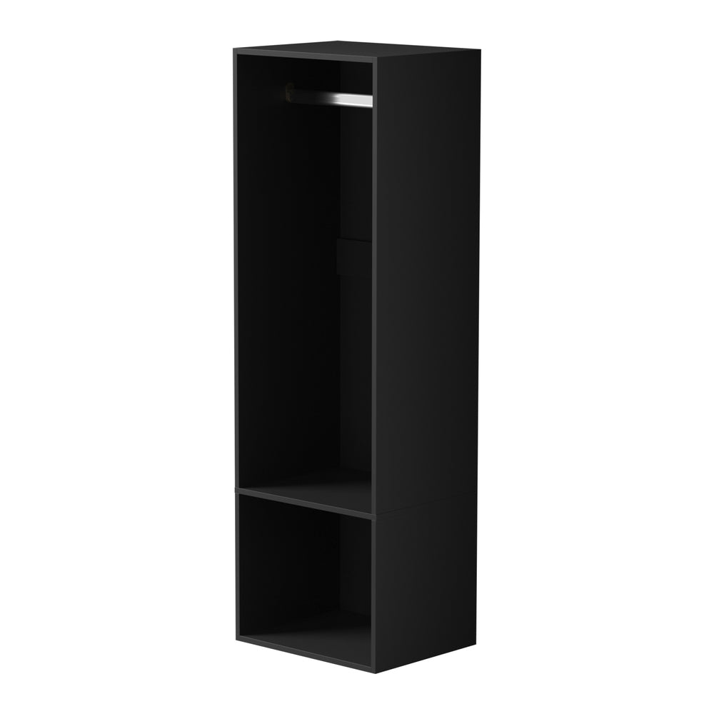 Oikiture Open Wardrobe Shelf Unit 2 Shelves Hanging Rail Black