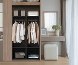 Oikiture Open Wardrobe Shelf Unit 2 Shelves Hanging Rail Black - Low Angle