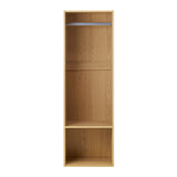Oikiture Open Wardrobe 2 Shelves Hanging Rail Natural