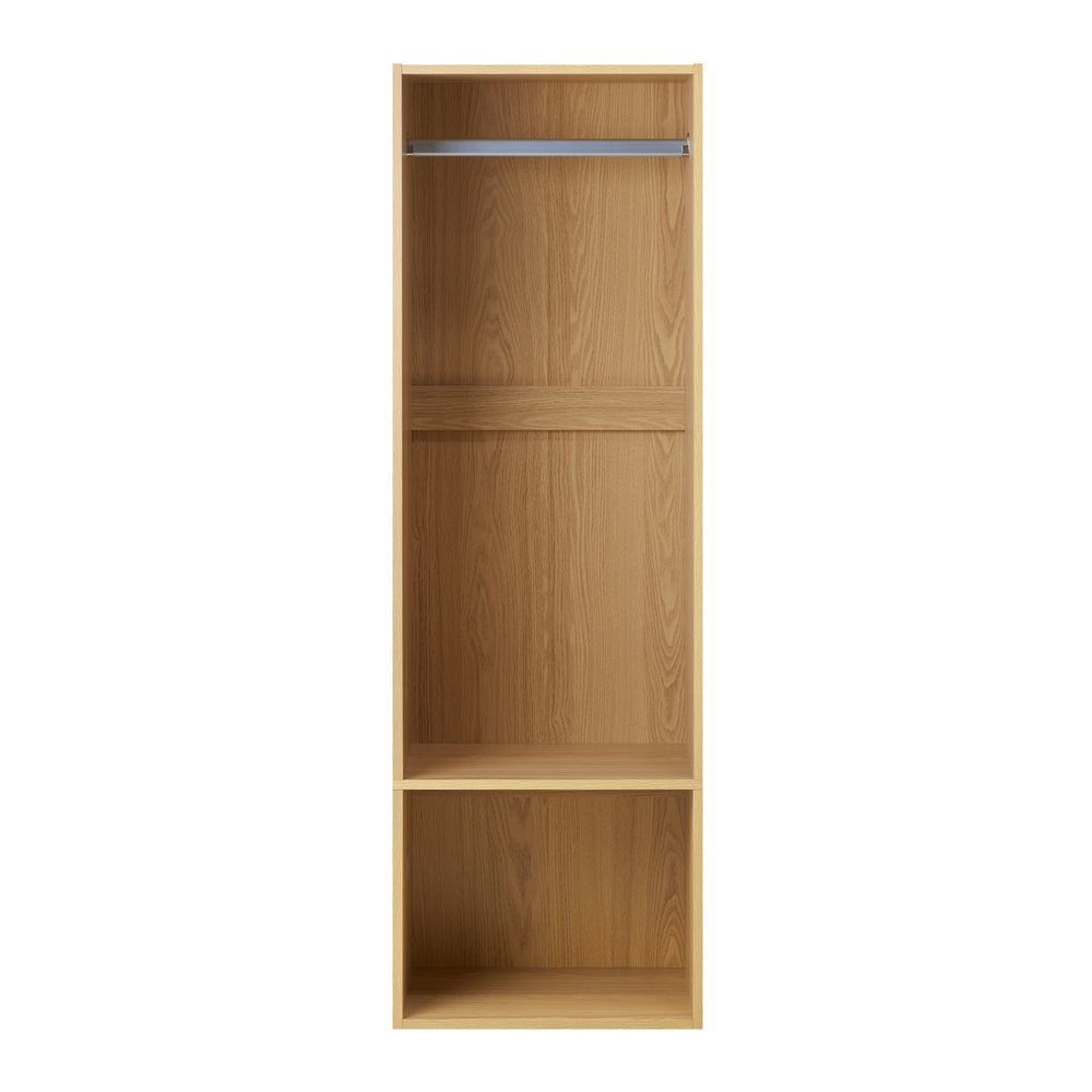 Oikiture Open Wardrobe 2 Shelves Hanging Rail Natural