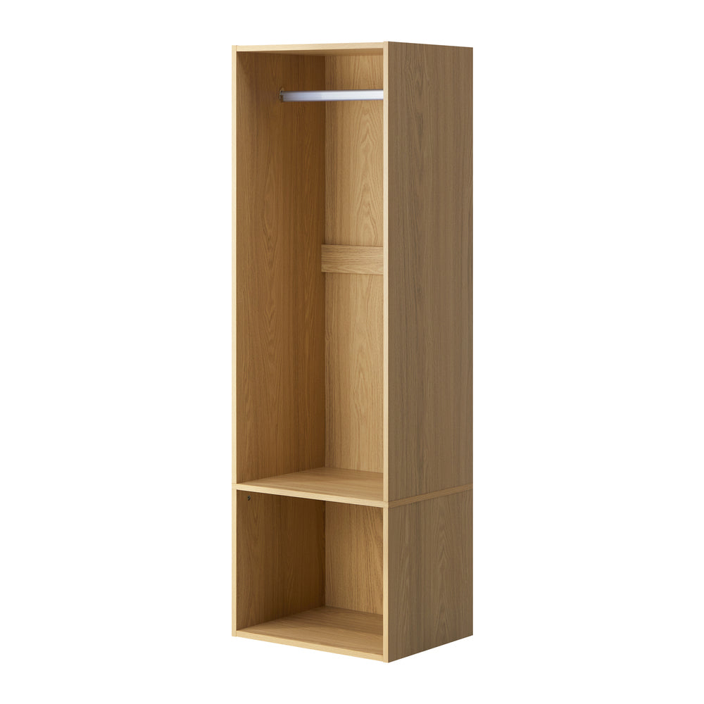 Oikiture Open Wardrobe 2 Shelves Hanging Rail Natural