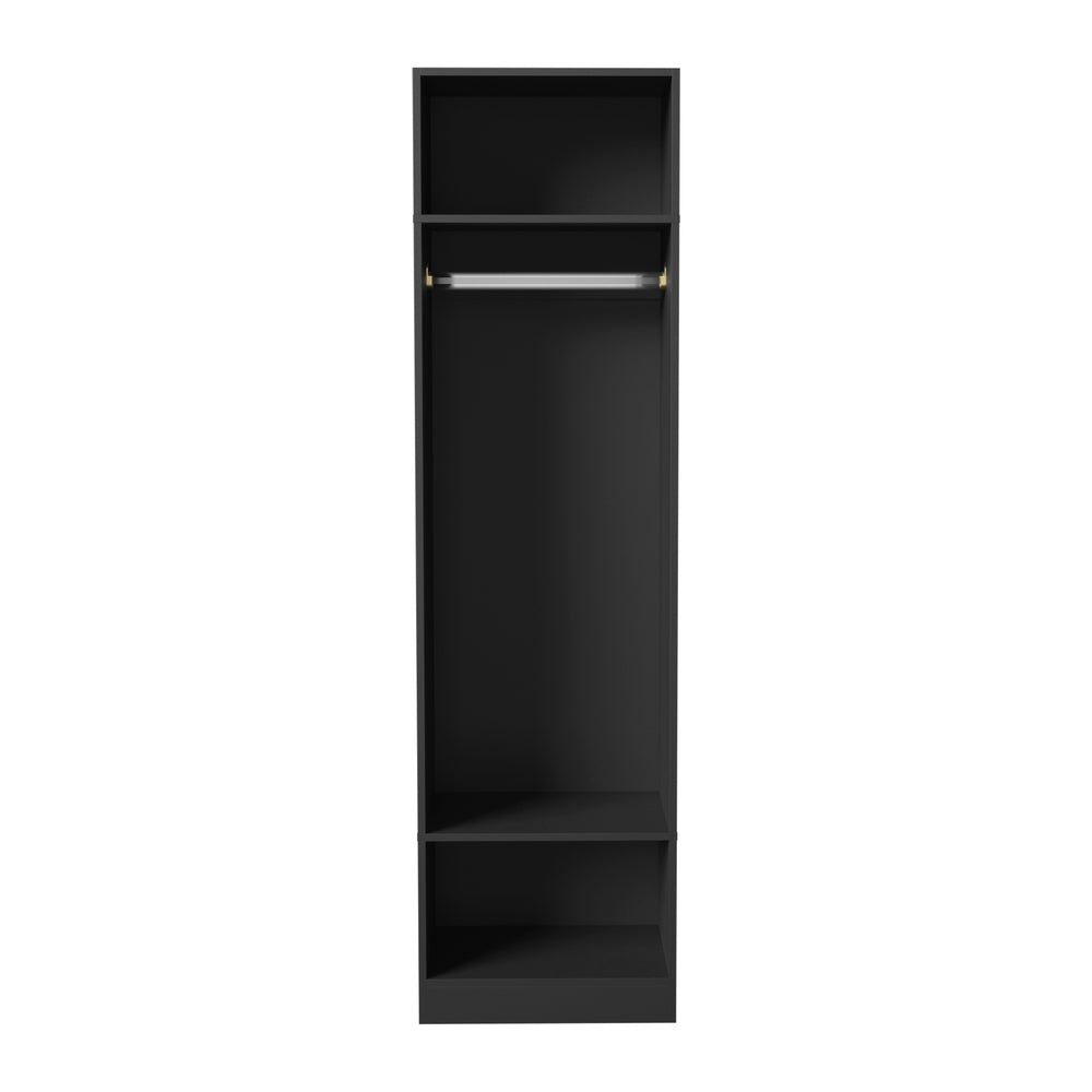 Oikiture Open Wardrobe Shelf Unit 3 Shelves Hanging Rail Black