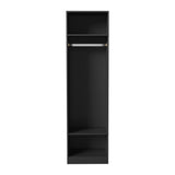 Oikiture Open Wardrobe Shelf Unit 3 Shelves Hanging Rail Black - 45-Degree Angle