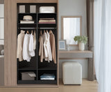 Oikiture Open Wardrobe Shelf Unit 3 Shelves Hanging Rail Black