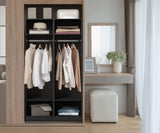 Oikiture Open Wardrobe Shelf Unit 3 Shelves Hanging Rail Black - Low Angle