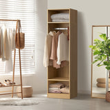 Oikiture Open Wardrobe 3 Drawers Hanging Rail Natural