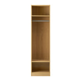 Oikiture Open Wardrobe 3 Drawers Hanging Rail Natural - Front View