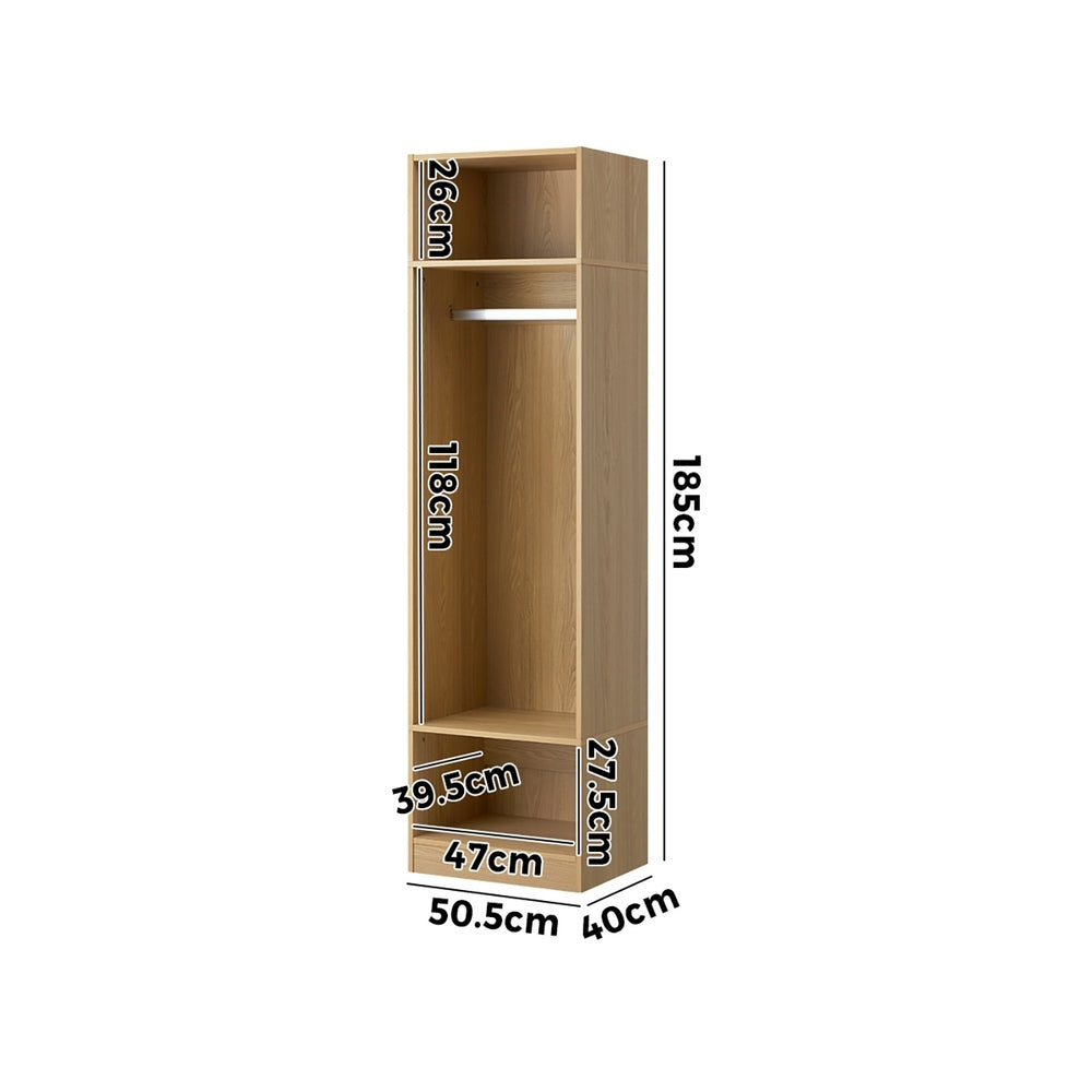 Oikiture Open Wardrobe 3 Drawers Hanging Rail Natural