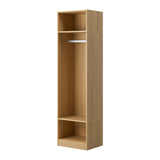 Oikiture Open Wardrobe 3 Drawers Hanging Rail Natural - Side View