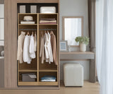 Oikiture Open Wardrobe 3 Drawers Hanging Rail Natural