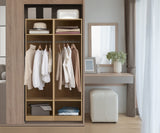 Oikiture Open Wardrobe 3 Drawers Hanging Rail Natural - 45-Degree Angle