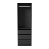 Oikiture Open Wardrobe Shelf Unit 3 Drawers Hanging Rail Black - 45-Degree Angle