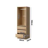 Oikiture Wardrobe 3 Drawers Hanging Rail Natural