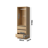Oikiture Wardrobe 3 Drawers Hanging Rail Natural - Extra Image