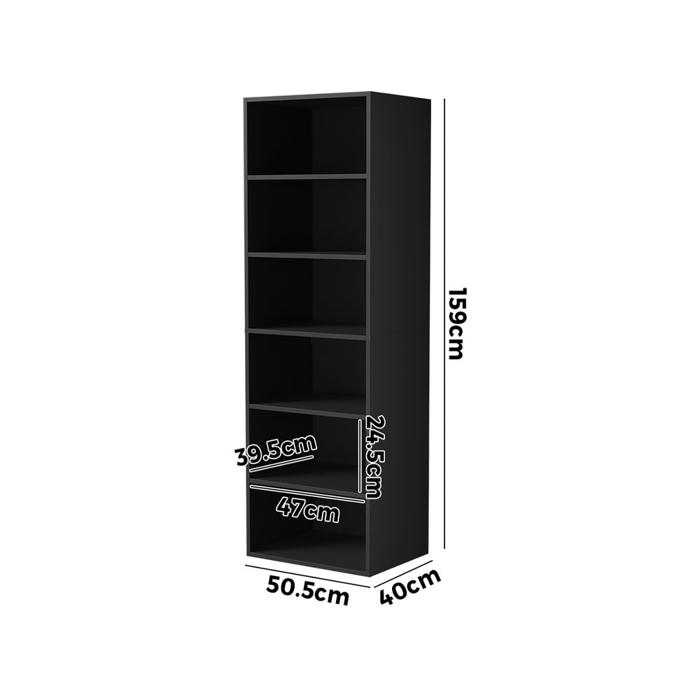 Oikiture Wardrobe Shelf Unit 6 Shelves Black