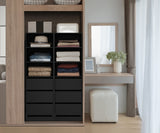 Oikiture Wardrobe Shelf Unit 3 Drawers Organizer Black - 45-Degree Angle