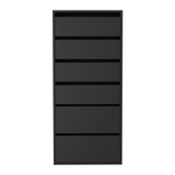 Oikiture Wardrobe Shelf Unit 6 Chest of Drawers Black - Close-Up Angle
