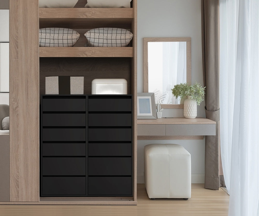 Oikiture Wardrobe Shelf Unit 6 Chest of Drawers Black