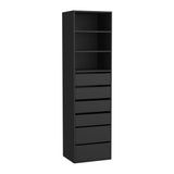 Oikiture Wardrobe Shelf Unit 3 Shelves 6 Drawers Black