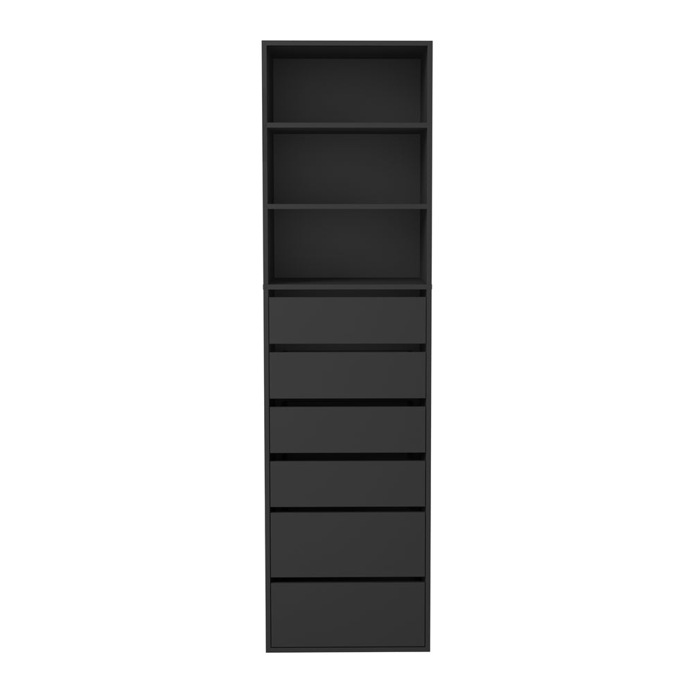 Oikiture Wardrobe Shelf Unit 3 Shelves 6 Drawers Black