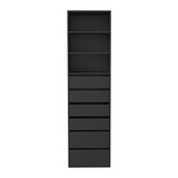 Oikiture Wardrobe Shelf Unit 3 Shelves 6 Drawers Black - Side View