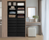 Oikiture Wardrobe Shelf Unit 3 Shelves 6 Drawers Black - Extra Image