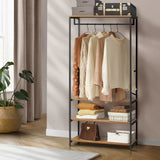 Oikiture Open Wardrobe with Hanging Rail Metal 4 shelves - Low Angle
