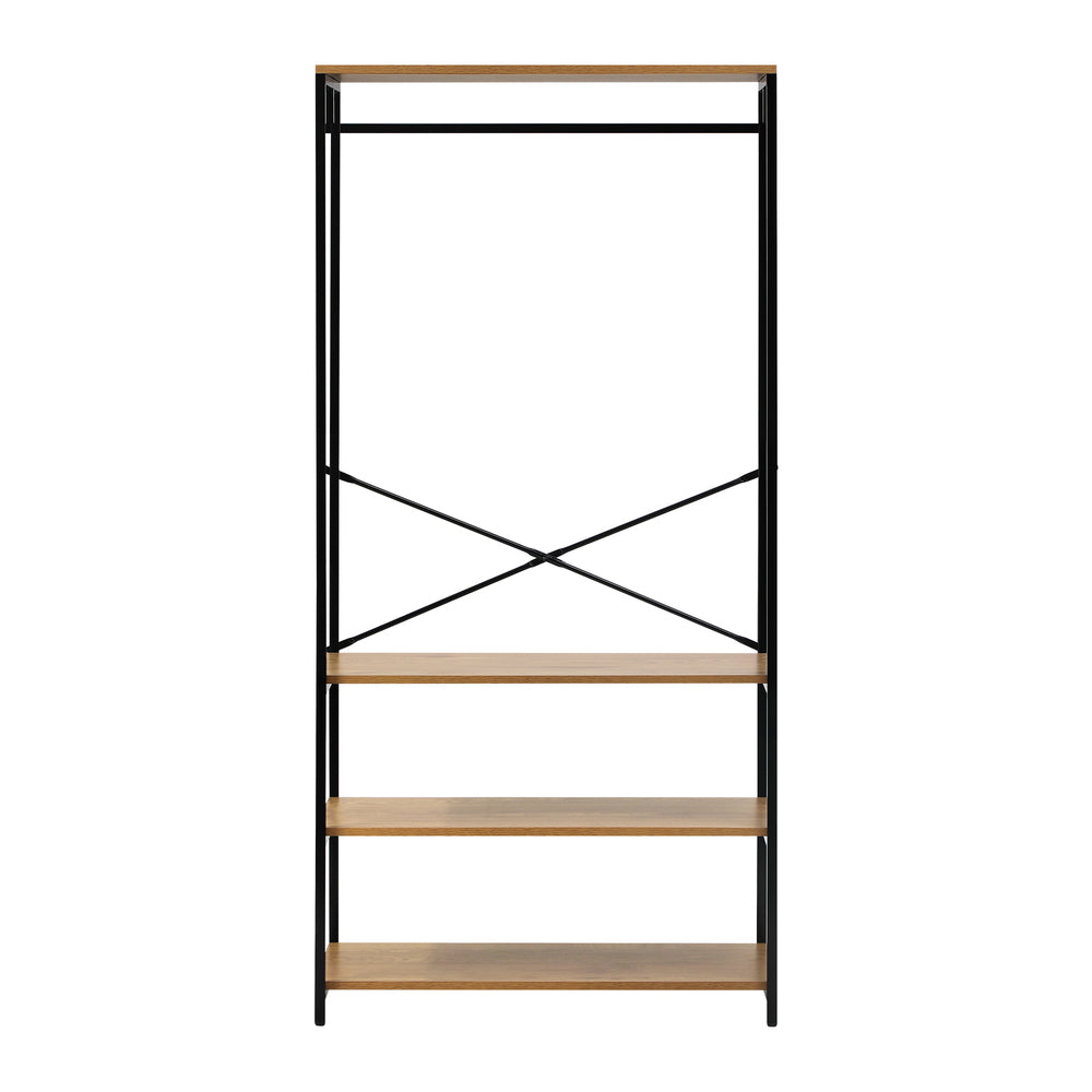 Oikiture Open Wardrobe with Hanging Rail Metal 4 shelves