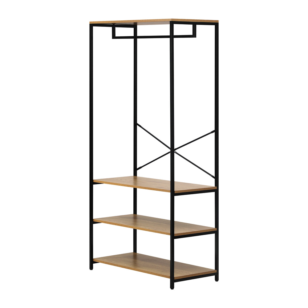 Oikiture Open Wardrobe with Hanging Rail Metal 4 shelves