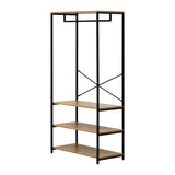 Oikiture Open Wardrobe with Hanging Rail Metal 4 shelves