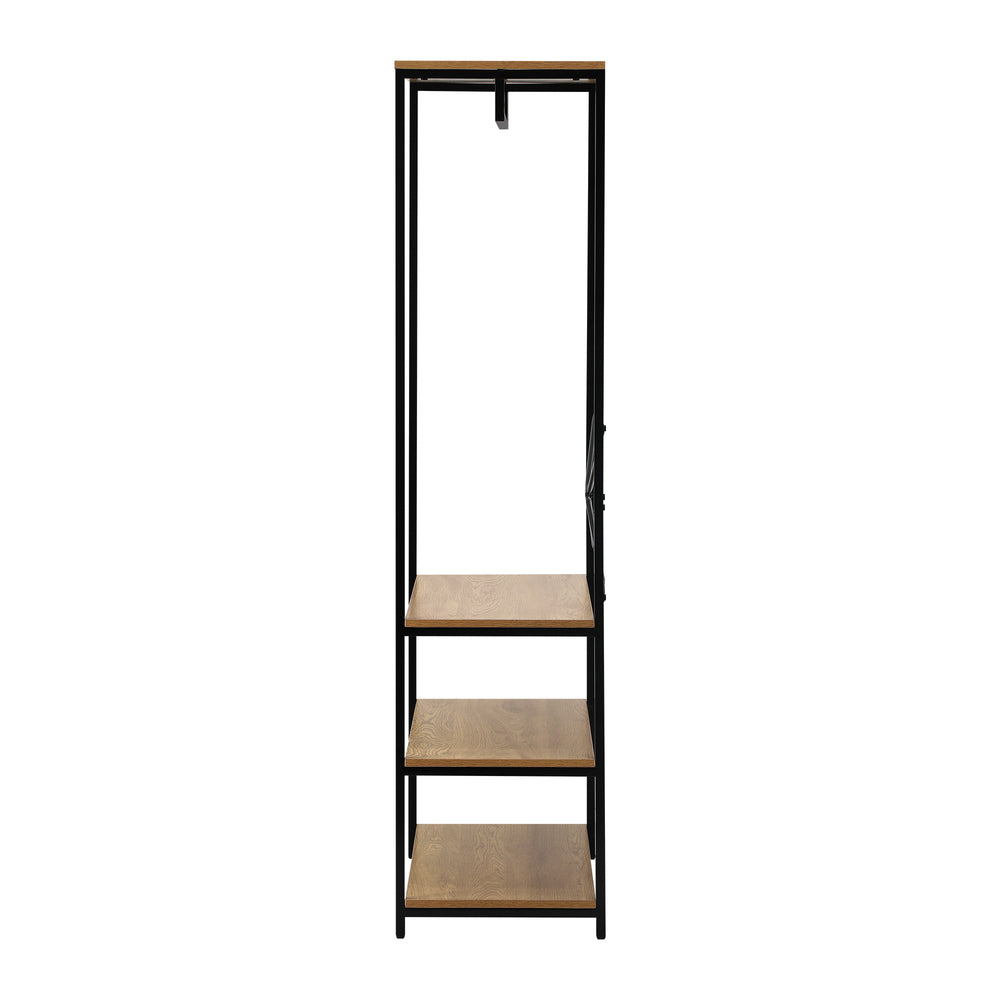 Oikiture Open Wardrobe with Hanging Rail Metal 4 shelves