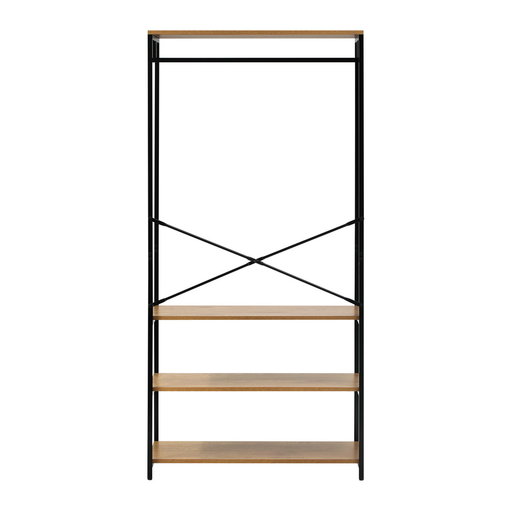 Oikiture Open Wardrobe with Hanging Rail Metal 4 shelves