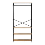 Oikiture Open Wardrobe with Hanging Rail Metal 4 shelves - Side View