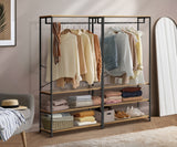 Oikiture Open Wardrobe with Hanging Rail Metal 4 shelves
